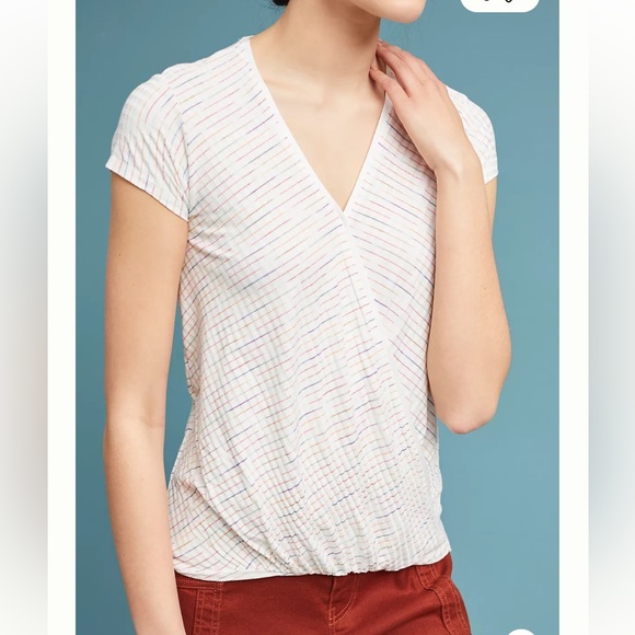 Maeve Anthropologie Rainbow Leila Wrap Top Size M - Picture 2 of 6